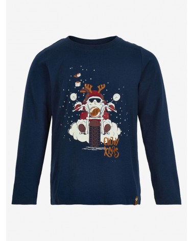 Tmavomodré vianočné tričko s potlačou MINYMO 98 cm