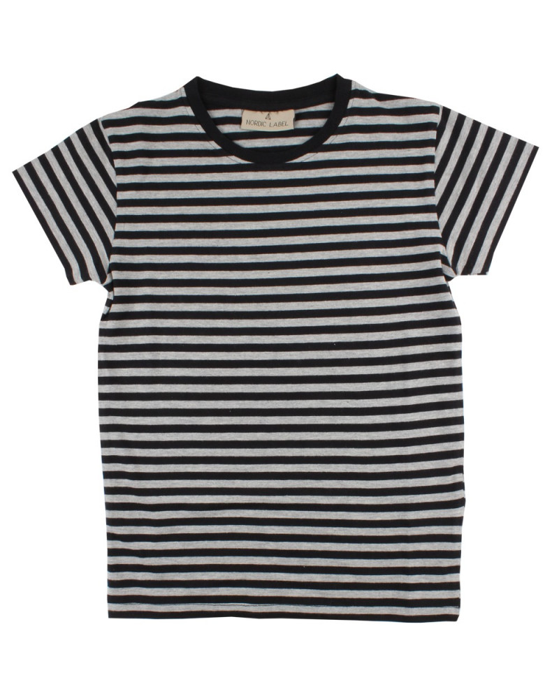 Sivé pásikavé tričko s krátkym rukávom Nordic Label 86 cm