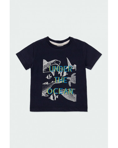 Tmavomodré tričko pre malých chlapcov Boboli 80 cm