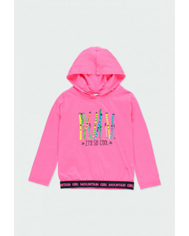 Ružové tričko s kapucňou BOBOLI 128 cm