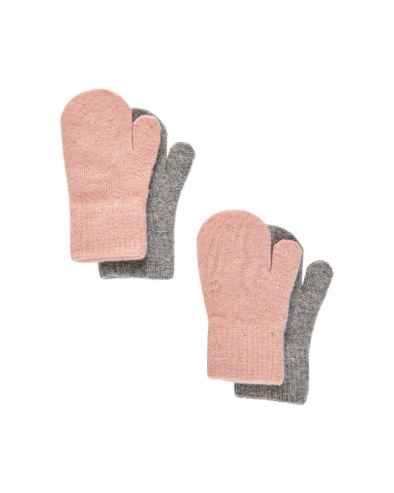 2-pack ružovo-sivé vlnené rukavice pre malé deti Misty rose CeLaVi 3-6R